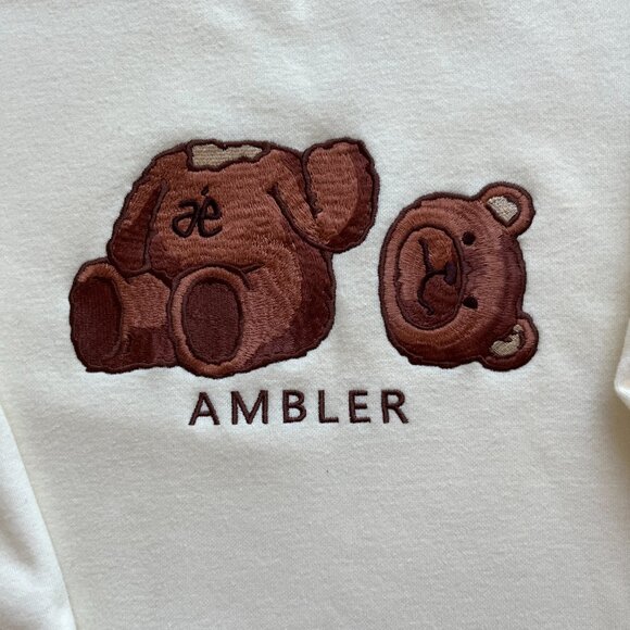Korean brand AMBLER Teddybear Cream Sweatshirt - Picture 1 of 3